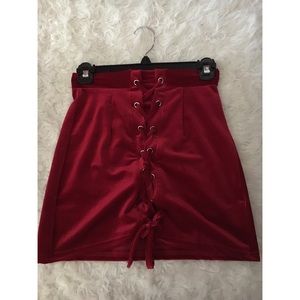 Red velvet skirt
